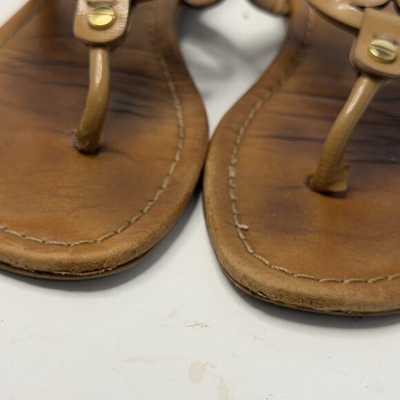 Tory Burch Miller Brown Leather Medallion Flip Flop Sandals Size 7.5 Classic - Picture 4 of 12
